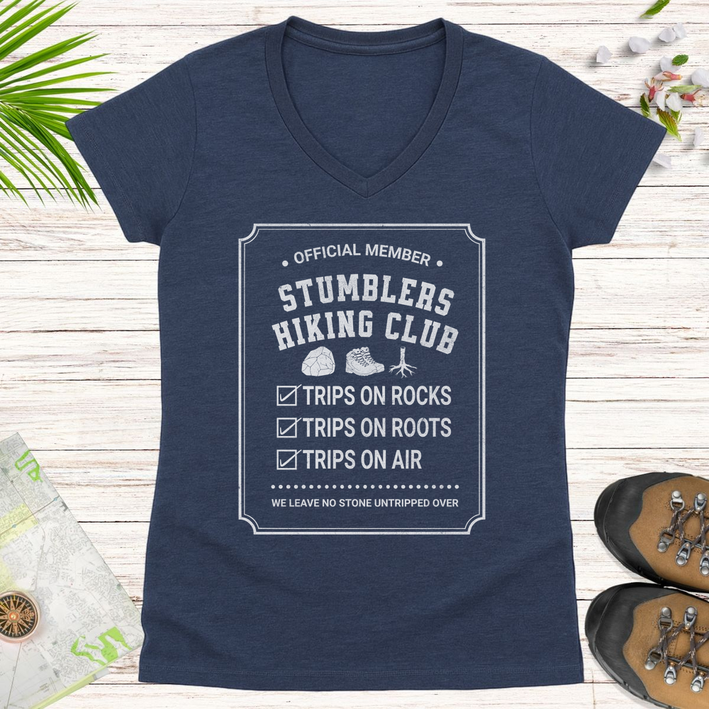 Official Member Stumblers Hiking Club Women's V-Neck T-Shirt